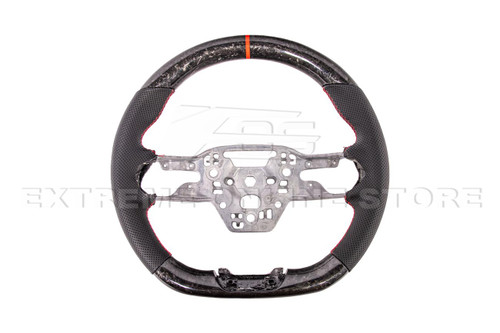 EOS Carbon Fiber Steering Wheel Forged Carbon w. Perforated Leather w/o Button Cover - 24+ Mustang S650