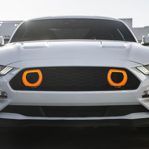 EOS Front DRL LED Grille Cover - Gloss Black - 18-23 Mustang S550