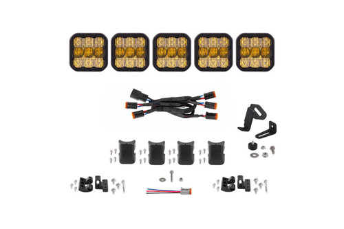 Diode Dynamics SS5 Sport Universal CrossLink 5-Pod Lightbar - Yellow Combo - DD6797