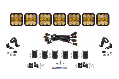 Diode Dynamics SS5 Sport Universal CrossLink 7-Pod Lightbar - Yellow Combo - DD6801