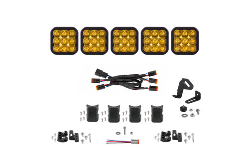 Diode Dynamics SS5 Sport Universal CrossLink 5-Pod Lightbar - Yellow Driving - DD7209