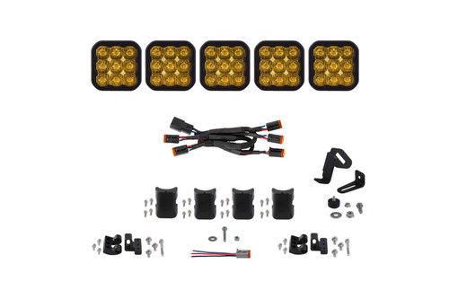 Diode Dynamics SS5 Pro Universal CrossLink 5-Pod Lightbar - Yellow Driving - DD7255