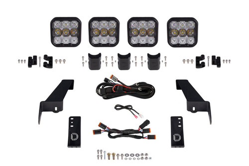 Diode Dynamics Jeep JL SS5 4-Pod CrossLink Grille Lightbar Kit Pro - White Combo - DD7268