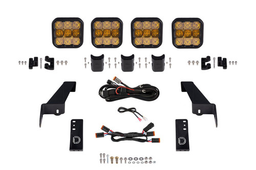 Diode Dynamics Jeep JL SS5 4-Pod CrossLink Grille Lightbar Kit Pro - Yellow Combo - DD7269