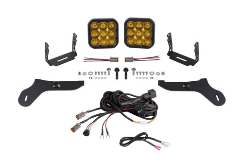 Diode Dynamics 17-20 Ford Raptor SS5 Bumper LED Pod Light Kit - Yellow Pro Driving - DD7351