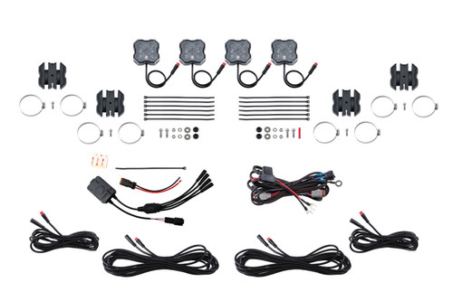 Diode Dynamics Stage Series SXS Rock Light Installer Kit - RGBW M8 w/Controller (4-pack) - DD7751C