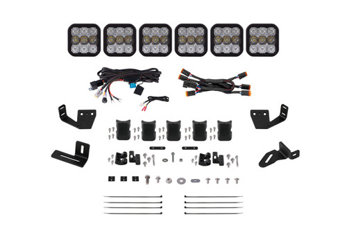 Diode Dynamics Prinsu/Sherpa Roof Racks SS5 6-Pod CrossLink Mounting Kit - Pro White Combo - DD7820