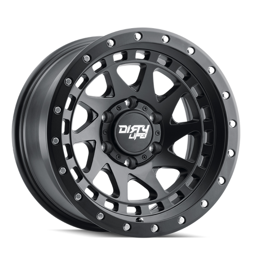 Dirty Life 9311 Enigma Pro 17x9/5x127 BP/-12mm Offset/71.5mm Hub Matte Black Wheel - Beadlock - 9311-7973MB12
