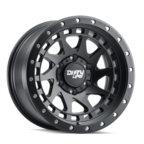 Dirty Life 9311 Enigma Pro 17x9/5x127 BP/-38mm Offset/71.5mm Hub Matte Black Wheel - Beadlock - 9311-7973MB38