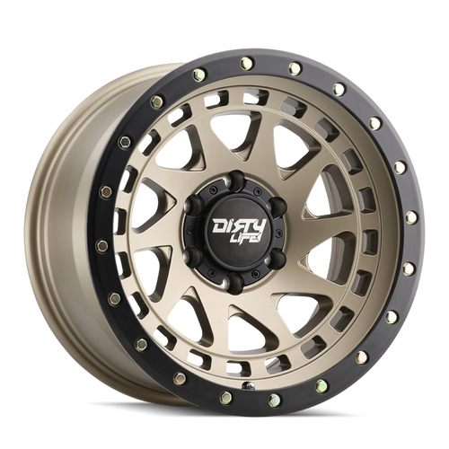 Dirty Life 9311 Enigma Pro 17x9/5x127 BP/-12mm Offset/71.5mm Hub Satin Gold Wheel - Beadlock - 9311-7973MGD12