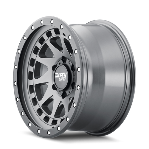 Dirty Life 9311 Enigma Pro 17x9/5x127 BP/-38mm Offset/71.5mm Hub Satin Graphite Wheel - Beadlock - 9311-7973MGT38