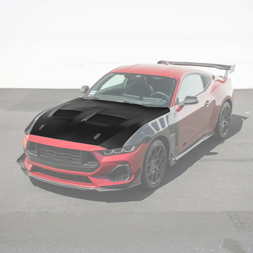 EOS Primed Black Hood - GTD Style - 2024+ Ford Mustang (HOOD-1015-ALU) EOS Primed Black Hood - GTD Style - 2024+ Ford Mustang (HOOD-1015-ALU)