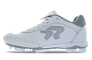 white ringor metal softball cleats