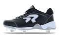 Ringor Dynasty softball spike. Leather shoes with metal cleats. Left shoe inside view.