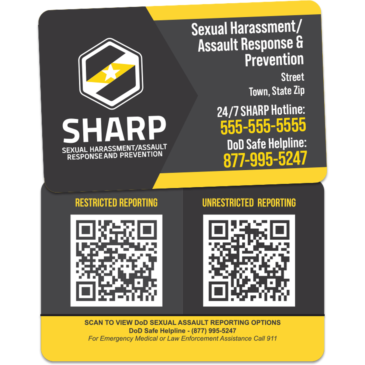 SHARP Reporting Wallet Card