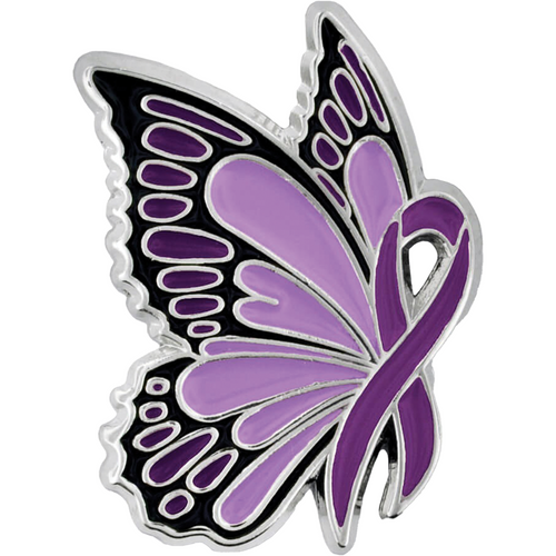 Purple Ribbon Butterfly Pin