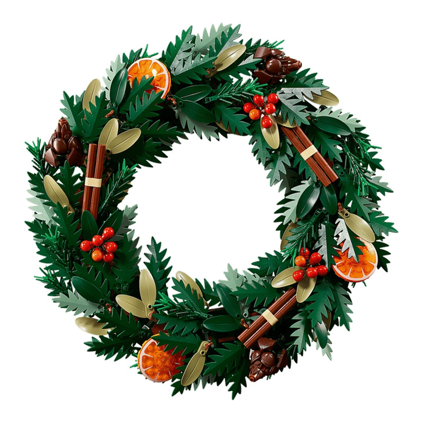 LEGO Icons Wreath 10340: Built wreath, front view