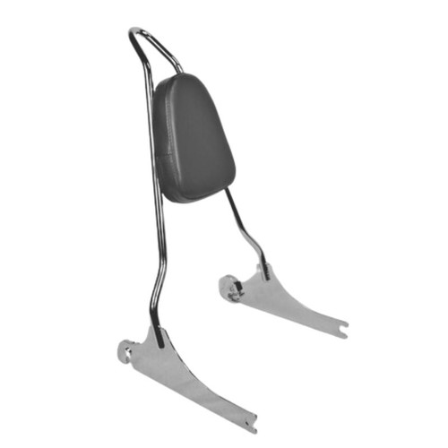 CHROME 2010-2017 Wide Glide/Fat Bob Quick Release Skull Sissy Bar With Pad - 18"