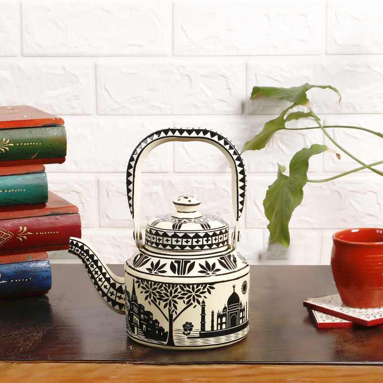 Hand-Painted Tea Kettle – Sanjhi Art, Uttar Pradesh - Desh Ka Garv Collection