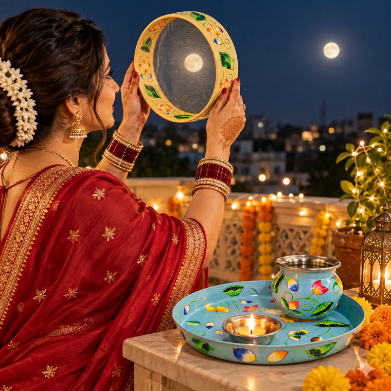 Karwa chauth Thali Hand Painted