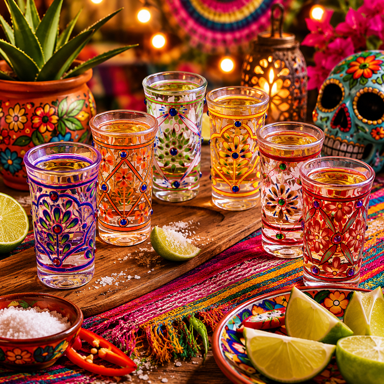 Fiesta Jewels – Hand-Painted Shot Glass Set of 6