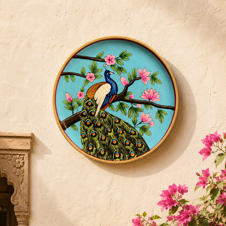 Hand Painted Wall Plate | Peacock Art Plate