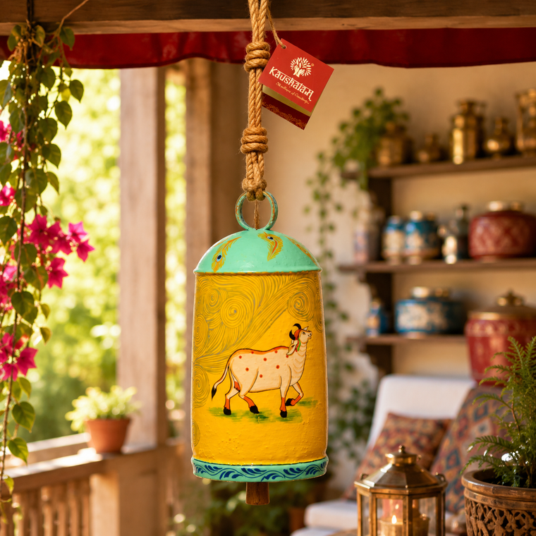 Hand Painted Cow Bell 10 Inches - Godhuli