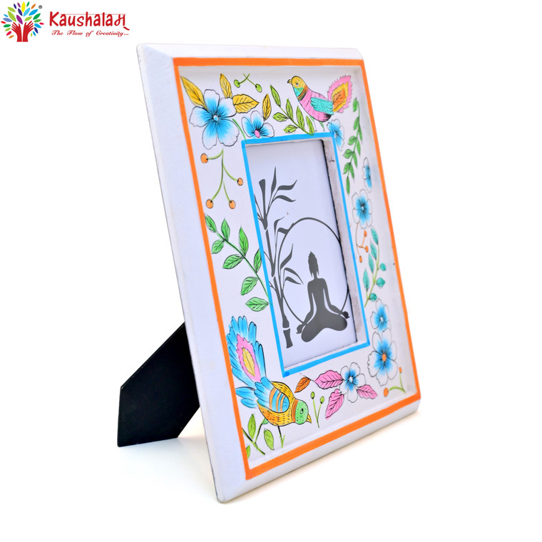 Hand Painted Photo Frame: Peach Bird
