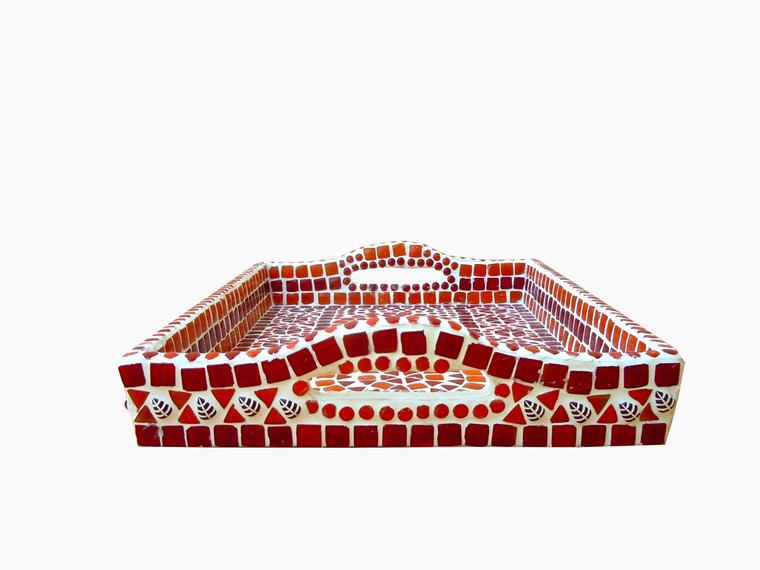Mosaic Serving Tray : Red Mosaic Art