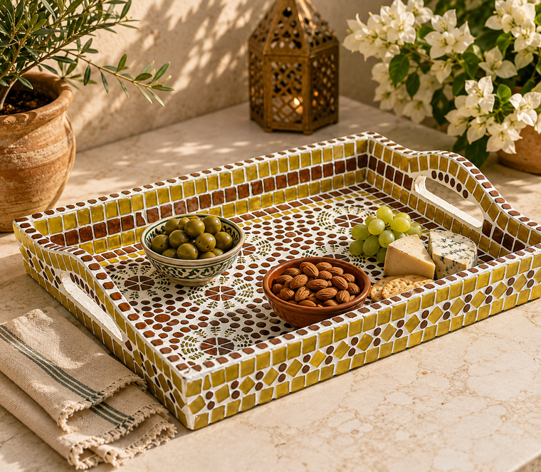 Mosaic Serving Tray : Amber Yellow