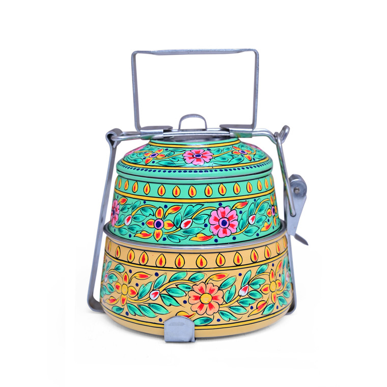 Hand Painted 2 Tier Steel Lunch Box- Venust