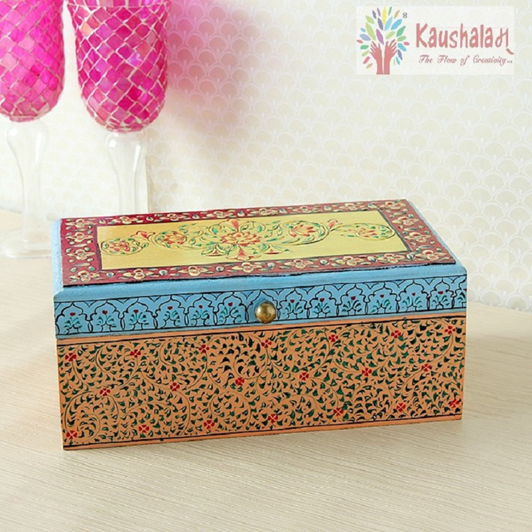 Hand Painted Tea Box : Mughal Multi