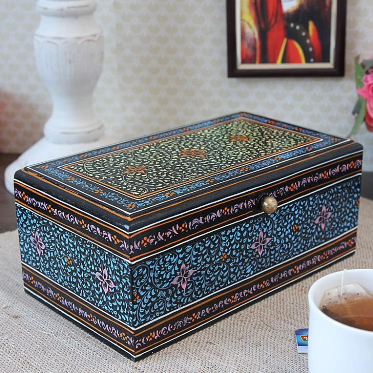 Hand Painted Tea Box : Mughal Black