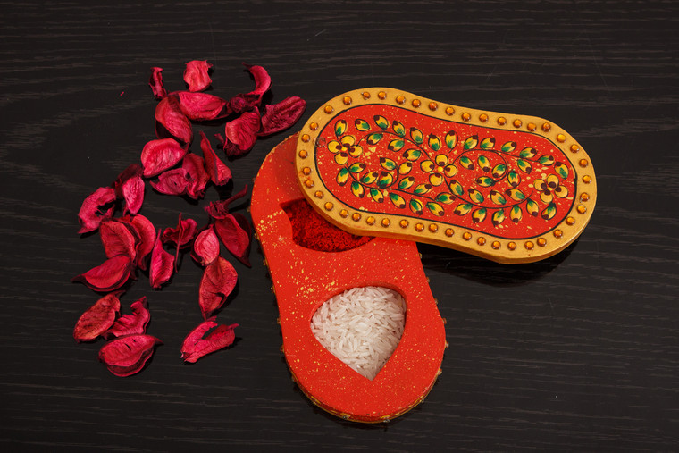 Haldi Kumkum - Hand Painted Chopda Orange