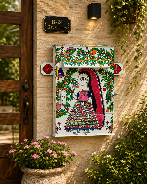 Doll: Hand Painted Folk Art Post Box