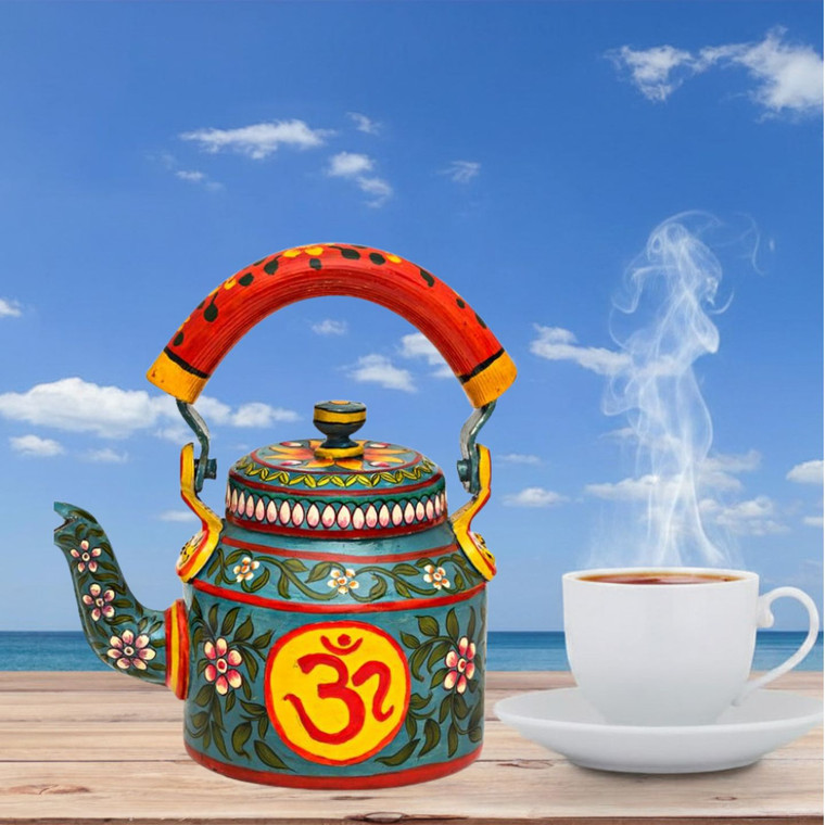 SHIVANSHI – Hand-Painted Om Tea Kettle | Aluminium 750 ml