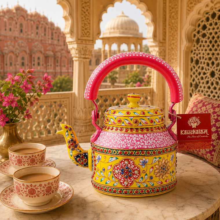 Inara: Intricately Painted Metal Tea Kettle