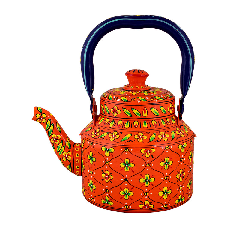 Tea Kettle with Intricate Hand-Painted Indian Art – Induction Safe: