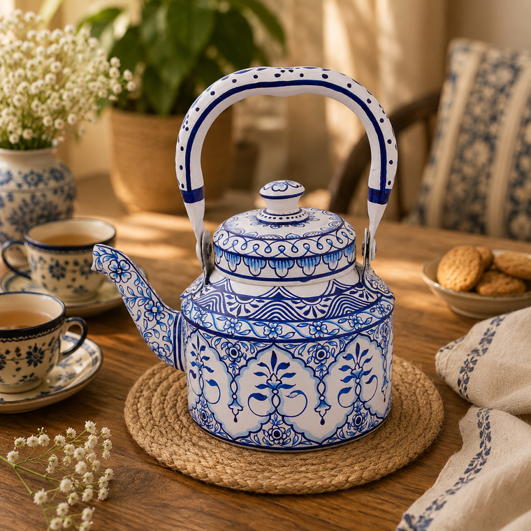 Hand Painted Tea kettle– Royal Jaipur- Blue & White