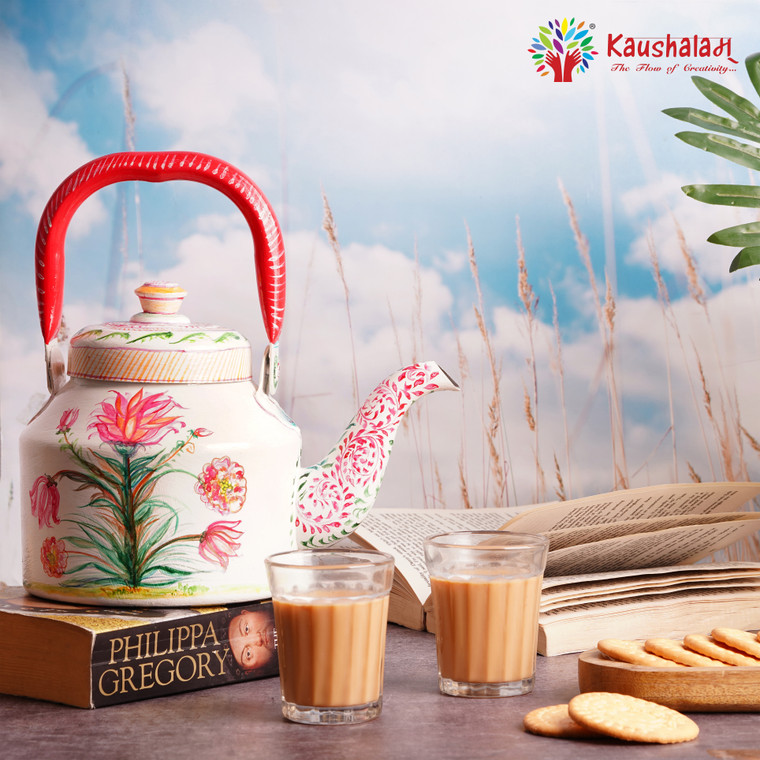 Tea Kettle with Hand-Painted Indian Art – Komal - Delicate