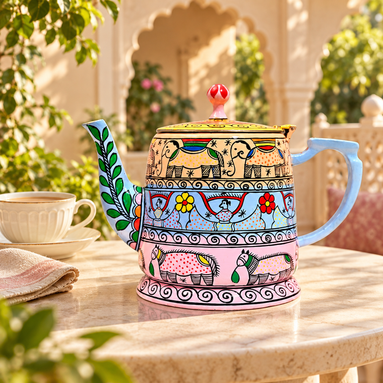 Hand Painted Tea Pot: Celebration
