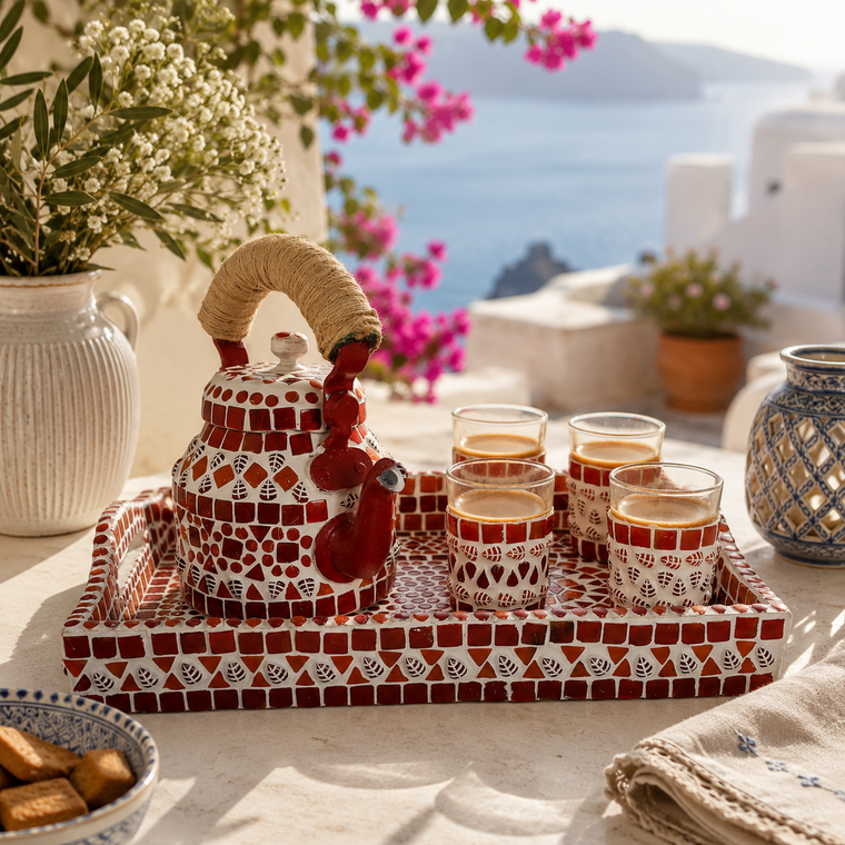 Mosaic Tea set: Red