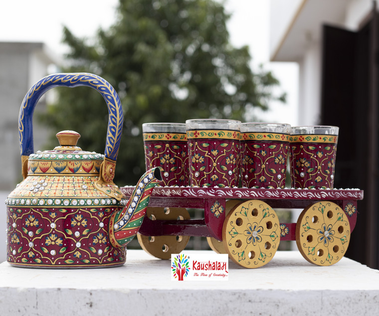 Hand Painted Tea Cart Set: Meraki