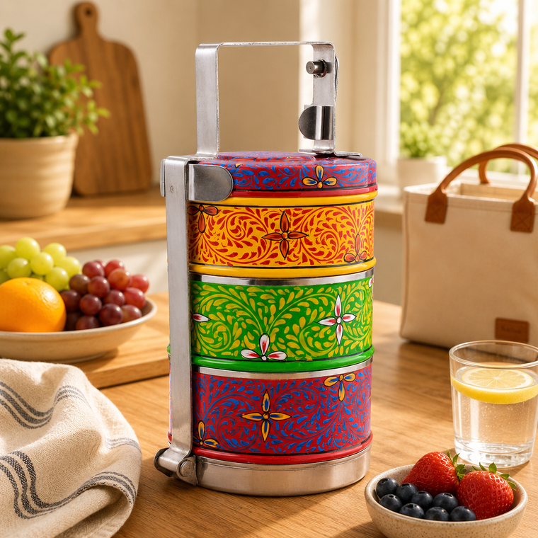 Mela - Hand Painted 3-Tier Lunch Box