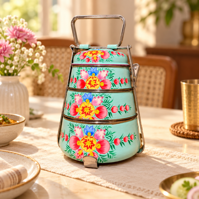 Hand Painted 3 Tier Kashmiri Lunch Box
