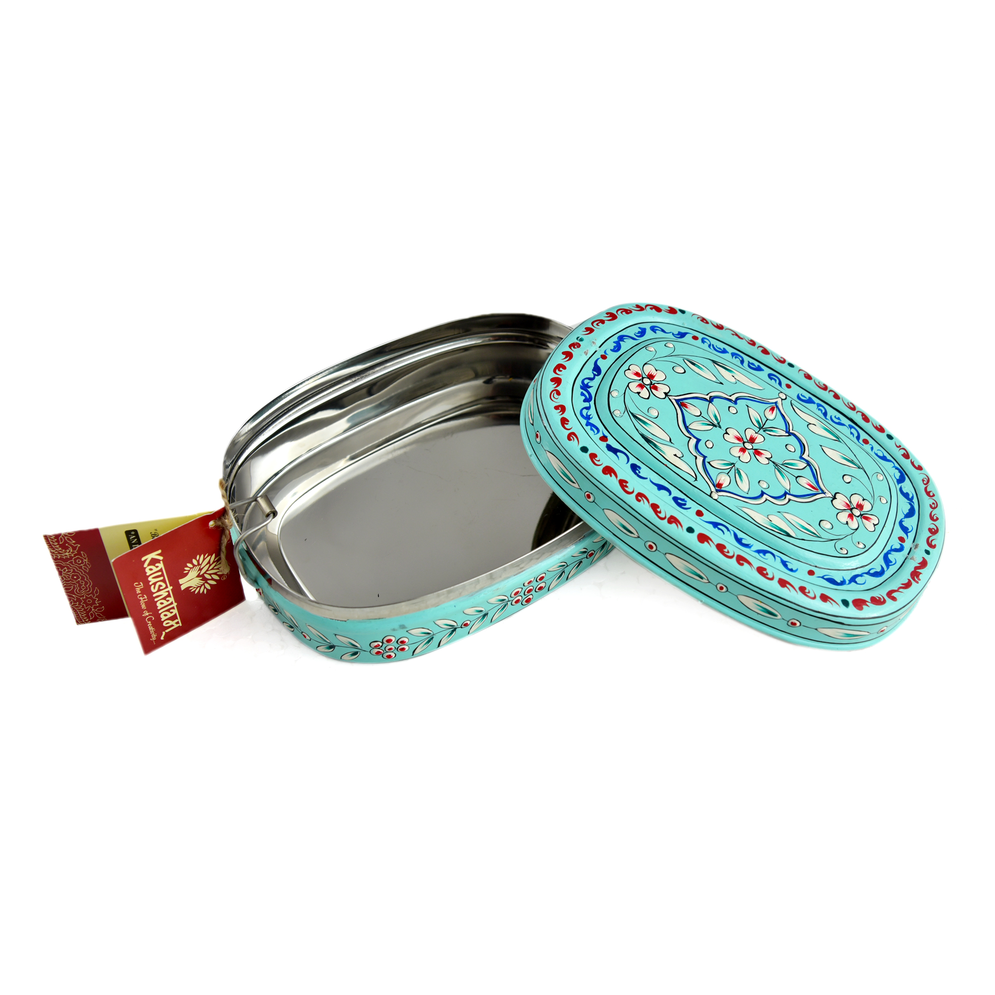 Hand Painted Steel Bento Box: Light Green