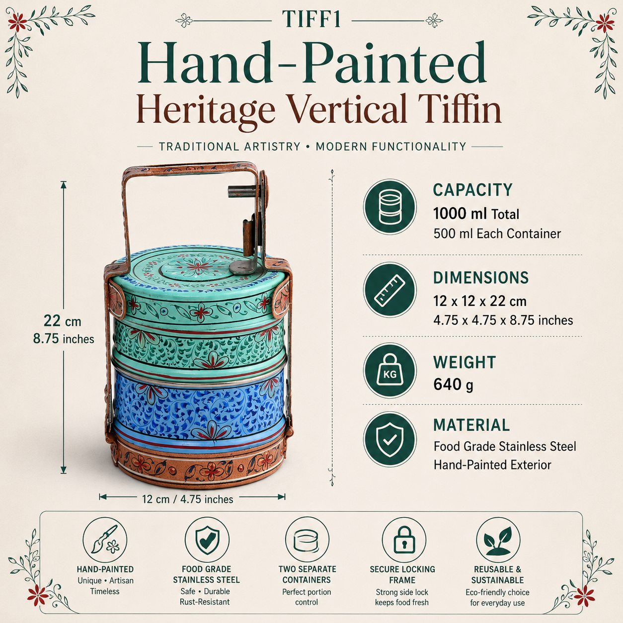 NIRANTAR – Heritage Vertical Tiffin