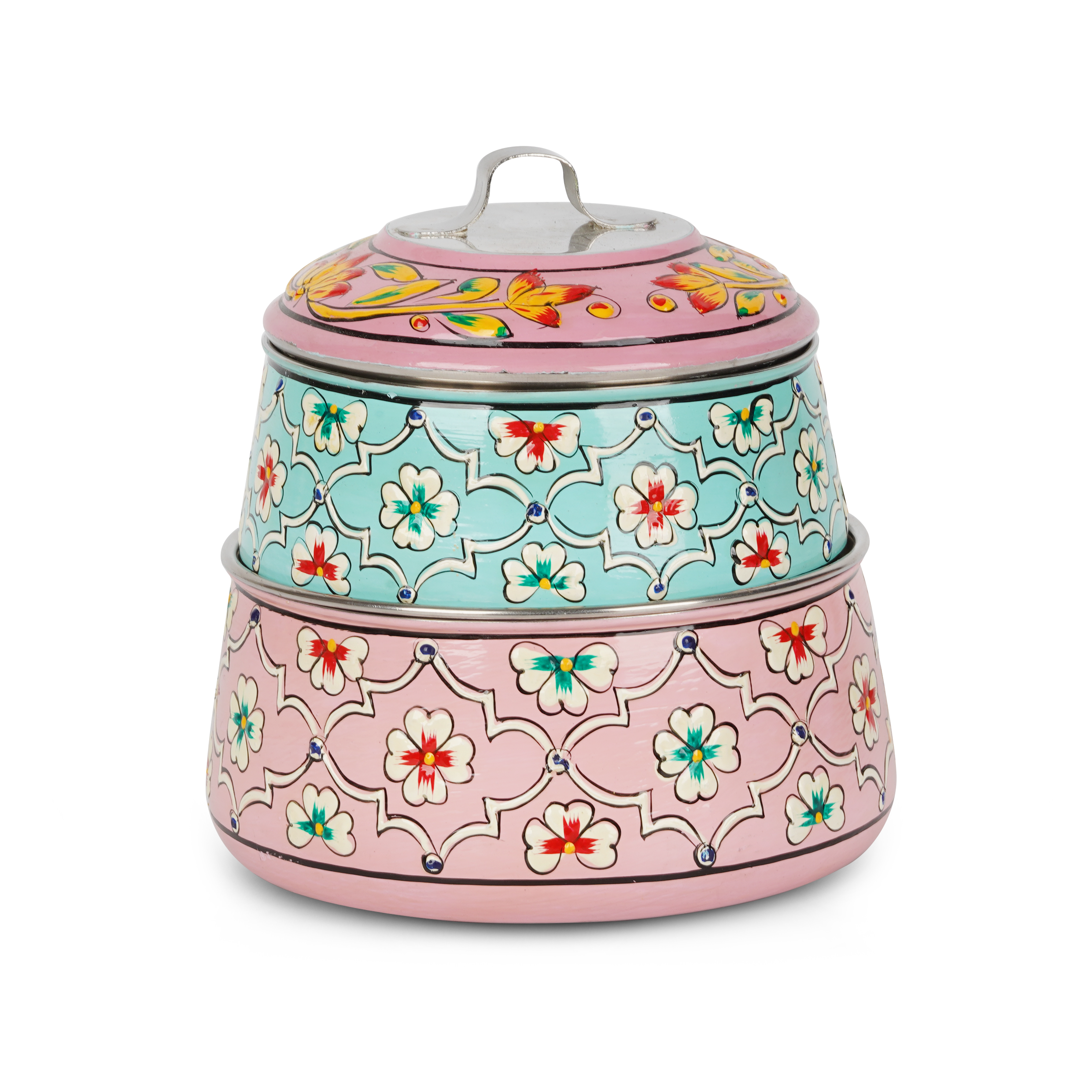 Hand Painted 2  Tier Steel Lunch Box- Habibi Lunch Box