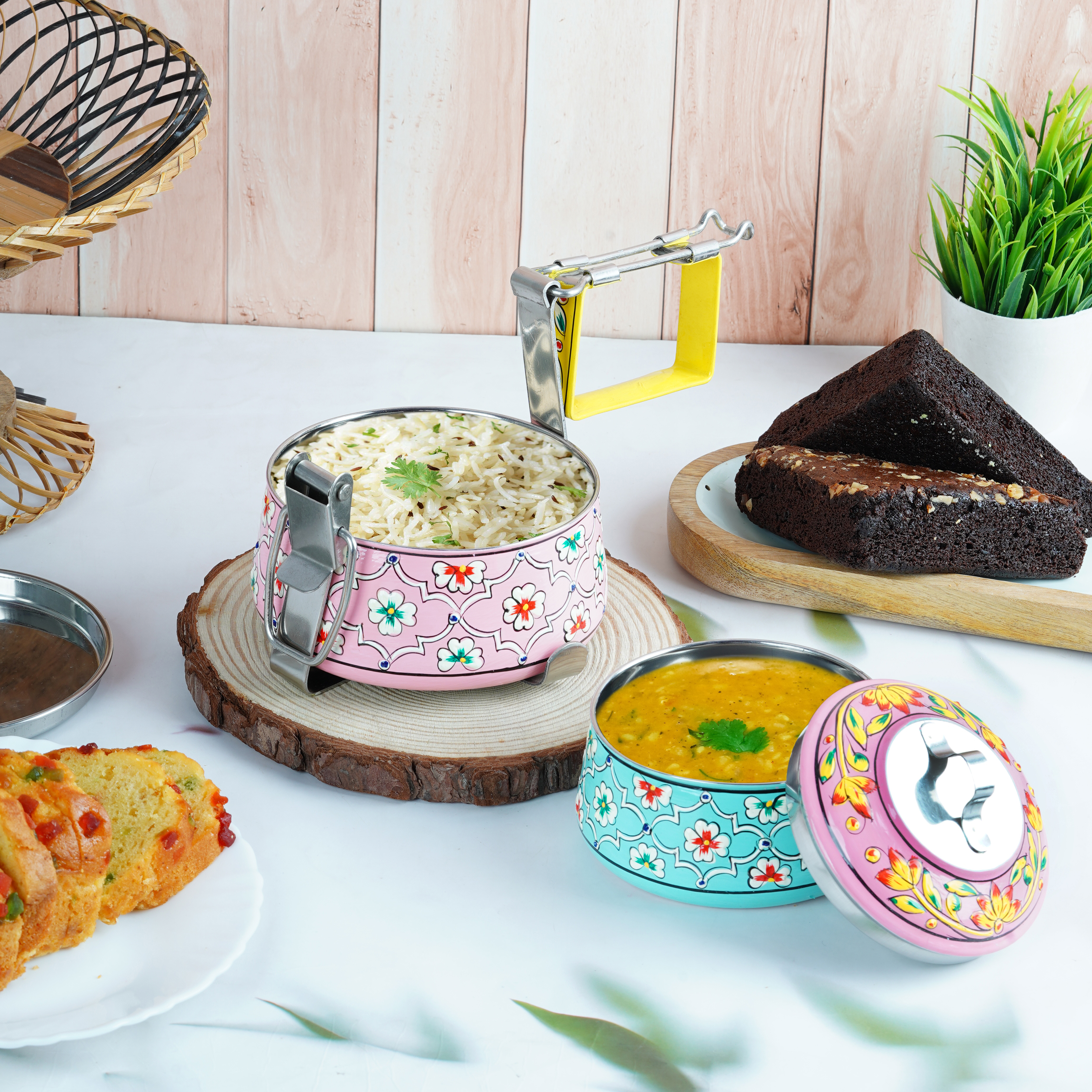 Hand Painted 2  Tier Steel Lunch Box- Habibi Lunch Box