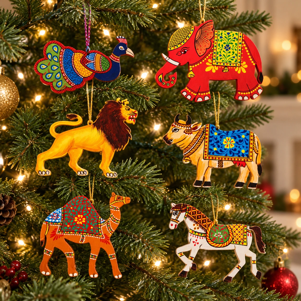 Hand Painted Indian Christmas Ornaments